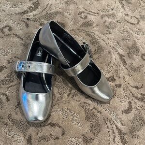 DV by Dolce Vita Metallic Silver Mary Jane Flats